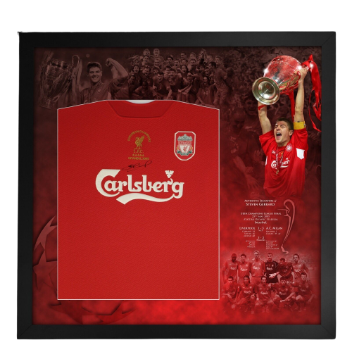 PREMIUM FRAMED Steven Gerrard Hand Signed Shirt 2005 European Cup Liverpool Autograph