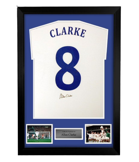 FRAMED Allan Clarke hand signed shirt with proof autographed Leeds United 1972 FA Cup