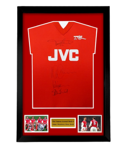 FRAMED Iconic Back Four hand signed autographed Arsenal Shirt