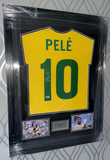 Framed PELE Hand Signed Brazil Shirt with Beckett Authentication PHOTO PROOF Jersey Soccer