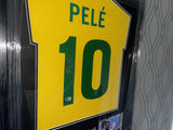 Framed PELE Hand Signed Brazil Shirt with Beckett Authentication PHOTO PROOF Jersey Soccer
