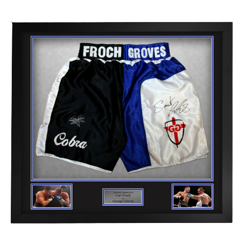 Framed George Groves Carl Froch Hand Signed Boxing Trunks Shorts