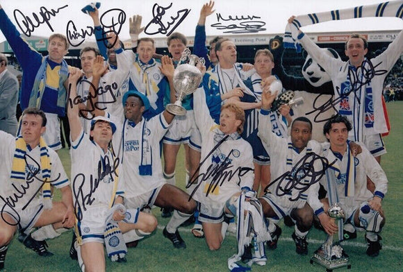 1992 First Division multi hand signed autograph photo Leeds United Champions Trophy