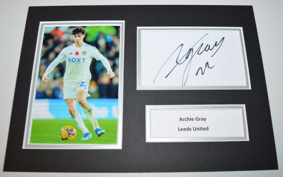 Archie Gray hand signed autographed photo mount Leeds United