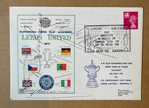 Billy Bremner, Don Revie and Norman Hunter hand signed FDC