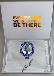 Boxed 1968 Fairs Cup Eddie Gray Signed White Leeds United shirt