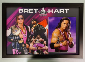 Framed Bret The Hitman Hart Hand Signed Wrestling Photo WWE WWF