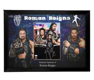 Framed Roman Reigns Hand Signed Wrestling Photo WWE WWF JSA