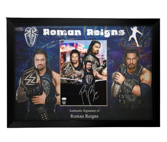 Framed Roman Reigns Hand Signed Wrestling Photo WWE WWF JSA