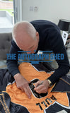 Photo proof of Steve Bull signing his iconic 1996 shirt for Wolverhampton Wanderers. A Wolves legend.