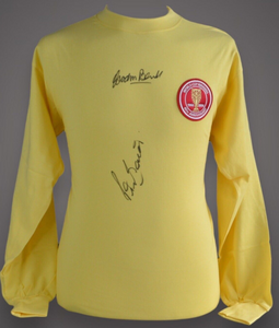Gordon Banks Peter Bonetti signed England Shirt Autograph Chelsea Leicester Stoke