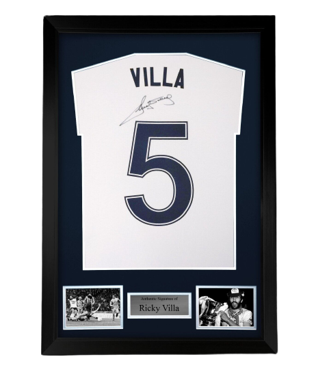 FRAMED Ricky Villa hand signed Tottenham Hotspur autographed T-Shirt Spurs