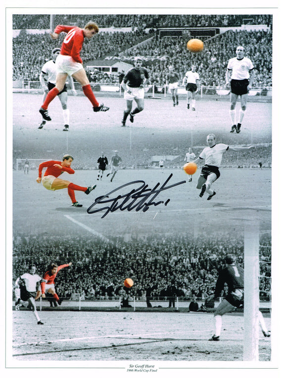 Geoff Hurst Hand Signed 1966 World Cup Autographed Goal Montage Photo England