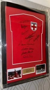 FRAMED Multi Signed England 1966 Shirt Autographed Jersey