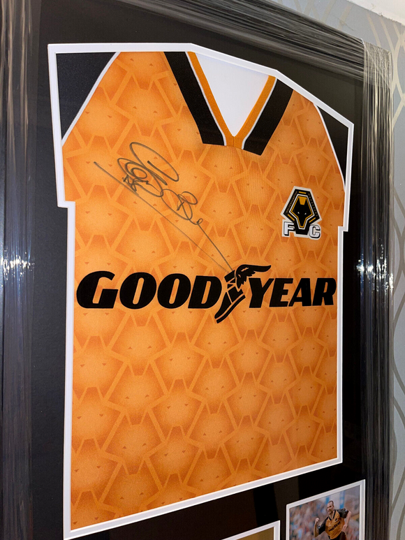 FRAMED 1996 Wolves hand signed Steve Bull shirt autographed Wolverhampton Wanderers