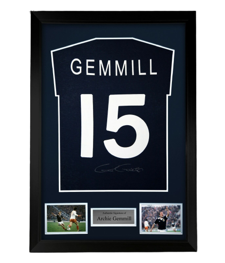 FRAMED Archie Gemmill hand signed shirt with proof autographed Scotland Derby