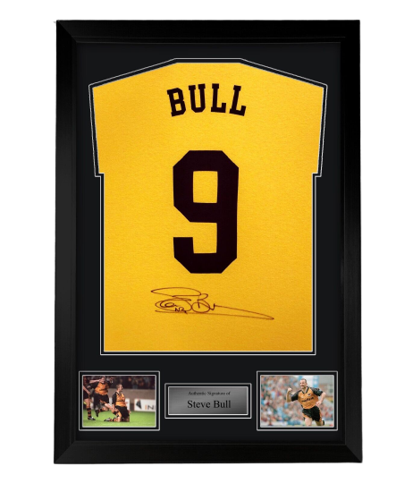 FRAMED Wolves hand signed Steve Bull t-shirt autographed Wolverhampton Wanderers