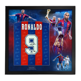 FRAMED with Beckett Ronaldo Nazario hand signed shirt autographed Barcelona