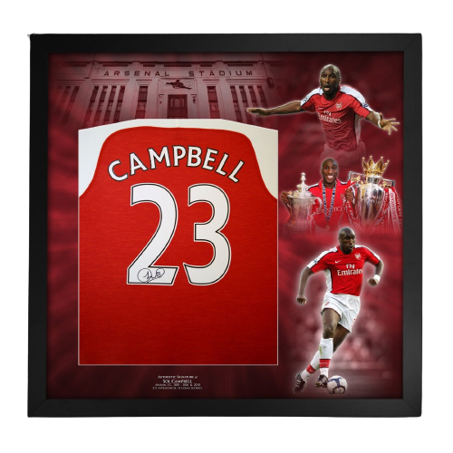 PREMIUM FRAMED Sol Campbell hand signed shirt autographed Arsenal