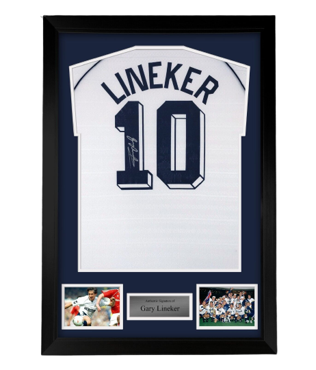 FRAMED Gary Lineker hand signed Tottenham Hotspur autographed Shirt Spurs