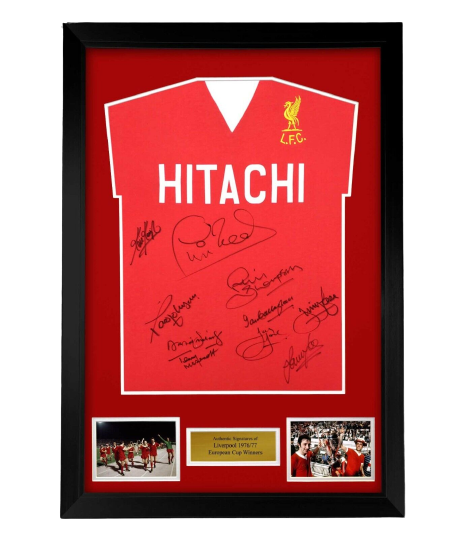 FRAMED European Cup 1977 Liverpool Multi Signed Shirt PHOTO PROOF COA