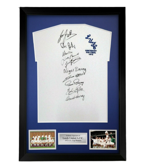 FRAMED 1972 FA Cup multi hand signed squad shirt autographed Leeds United