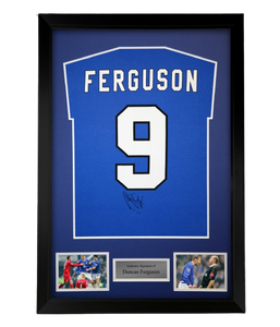 FRAMED Duncan Ferguson Hand Signed Shirt Everton Autograph