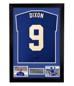 FRAMED Kerry Dixon hand signed shirt with proof autographed Chelsea FC