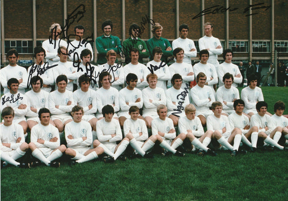1972 FA Cup multi hand signed squad photo autographed Leeds United