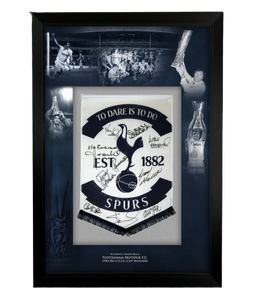 FRAMED 1984 European Cup hand signed Tottenham Hotspur autographed Pennant Spurs