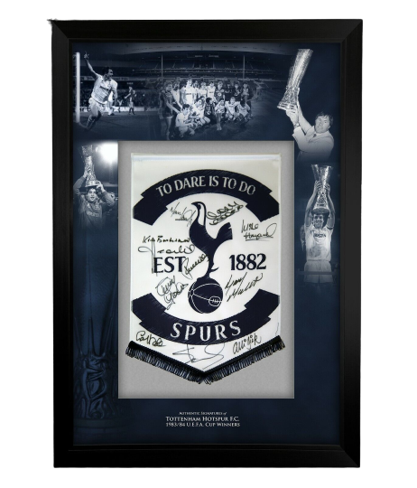 FRAMED 1984 European Cup hand signed Tottenham Hotspur autographed Pennant Spurs