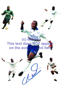 Tony Yeboah hand signed montage B Leeds United Autograph