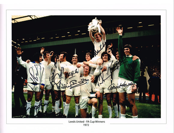 1972 FA Cup multi hand signed autographed photo Leeds United