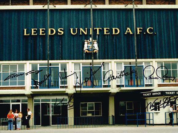 Elland Road 1972 FA Cup multi hand signed autographed photo Leeds United