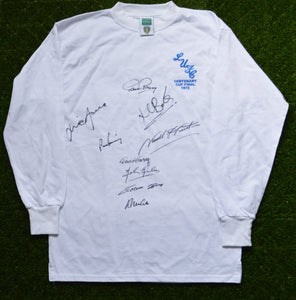 1972 FA Cup multi hand signed shirt by 9 autographed Leeds United