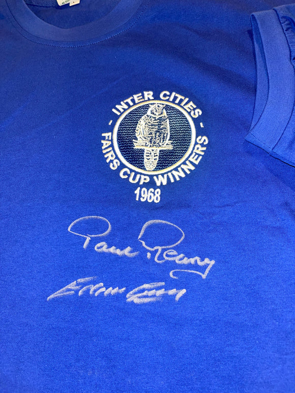 1968 Fairs Cup GRAY AND REANEY Signed Blue Leeds United shirt