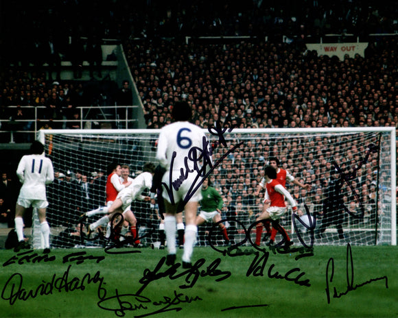 1972 FA Cup multi hand signed autographed photo Leeds United