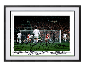 1972 FA Cup multi hand signed autographed photo Leeds United