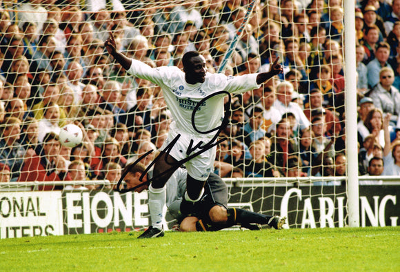 Large Tony Yeboah Wimbledon Goal hand signed autographed photo Leeds United