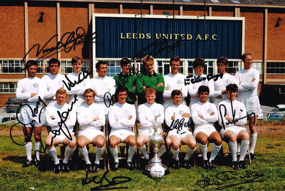 1968 69 multi hand signed autographed photo Leeds United