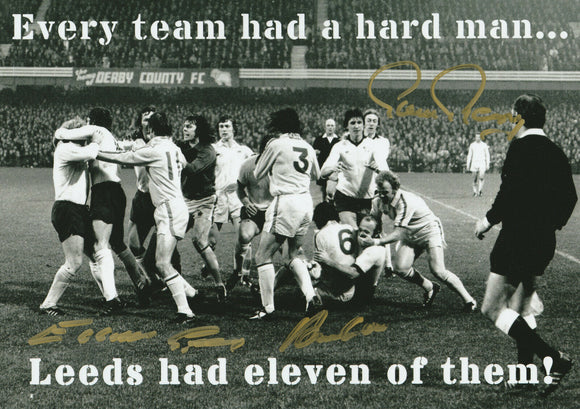 Hard Man Quote Clarke, Gray and Reaney Signed Leeds United photo